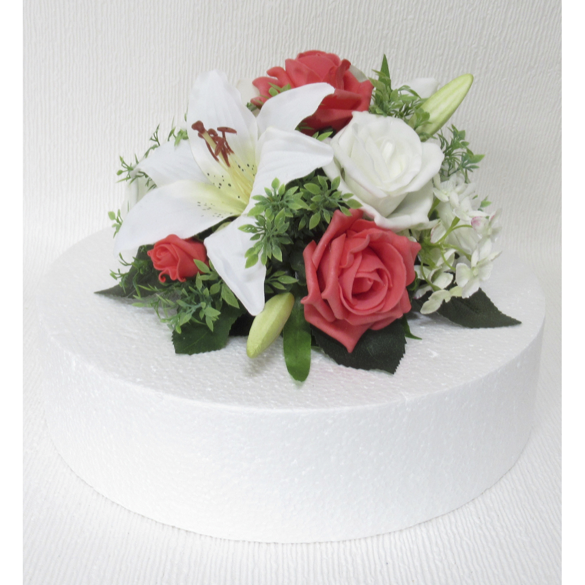Coral & Ivory Rose Cake Topper